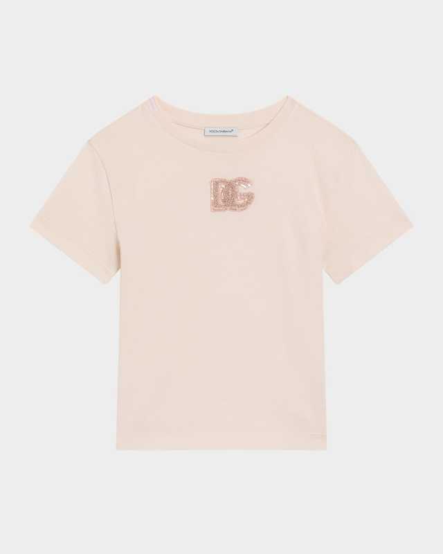 Girl's DG Logo Patch Short-Sleeve T-Shirt, Size 4-6